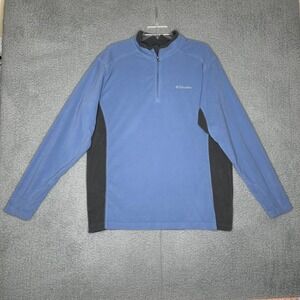 Columbia Fleece 1/4 Zip Pullover Blue Gray Color Block Men's Size L